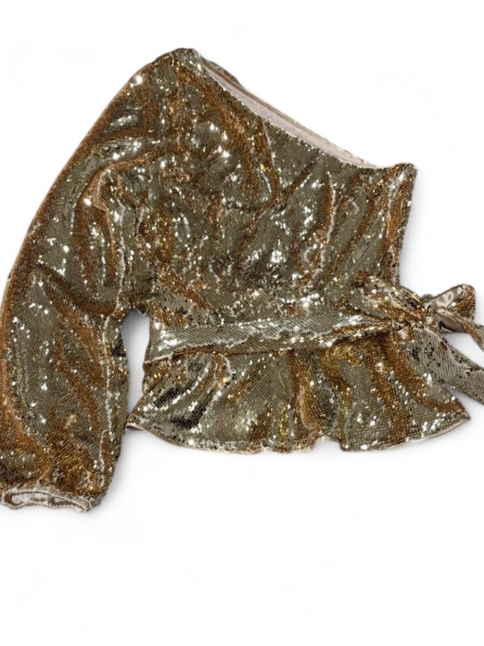 New-with-tags Ted Baker London “Tillye” one-shoulder sequin top in Nude